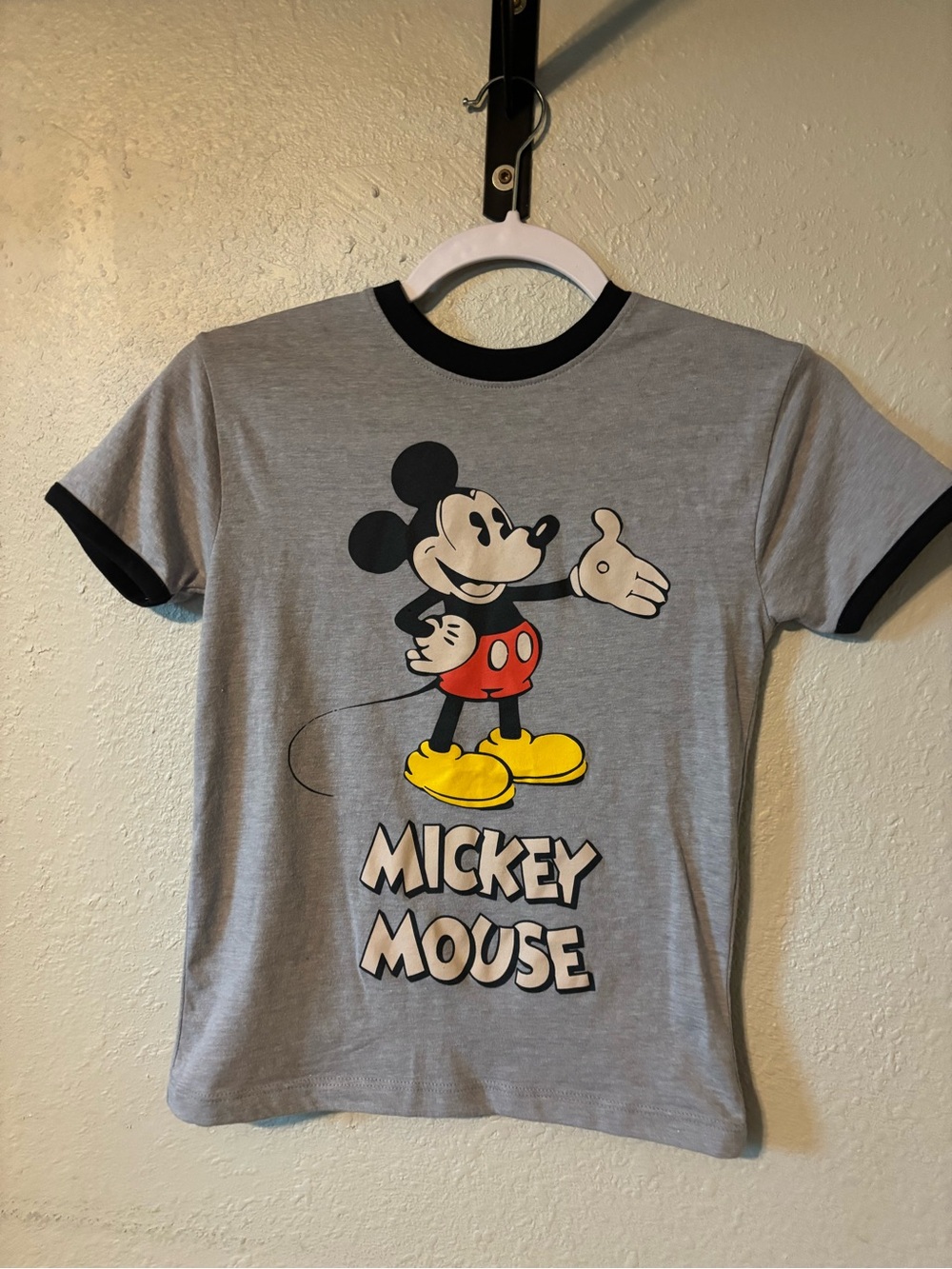 Disney Mickey Mouse Graphic Tee - Gray with Black Trim